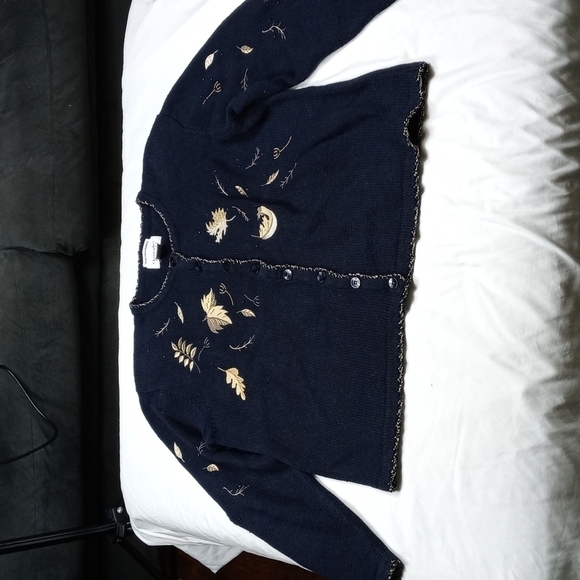 Christopher & Banks Hand Embroidered Fall design sweater - Picture 1 of 8